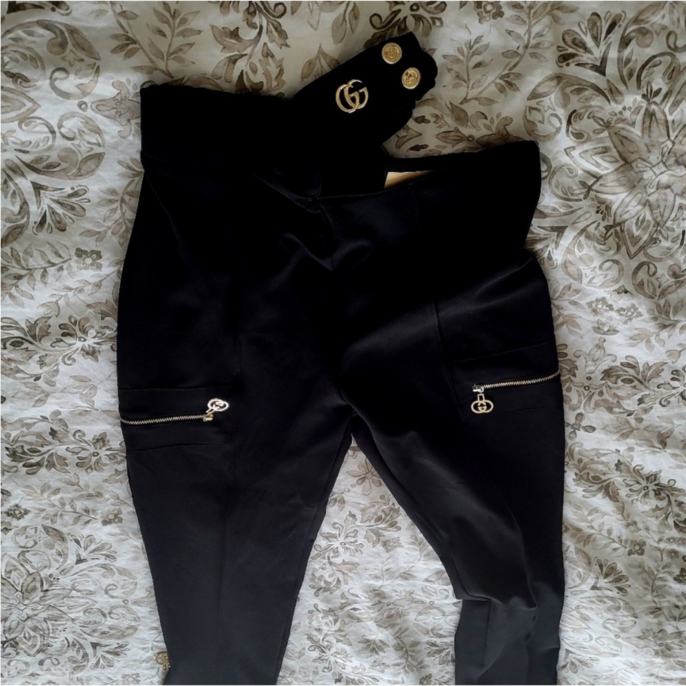 Gucci Black Pants with Gold GG Logo